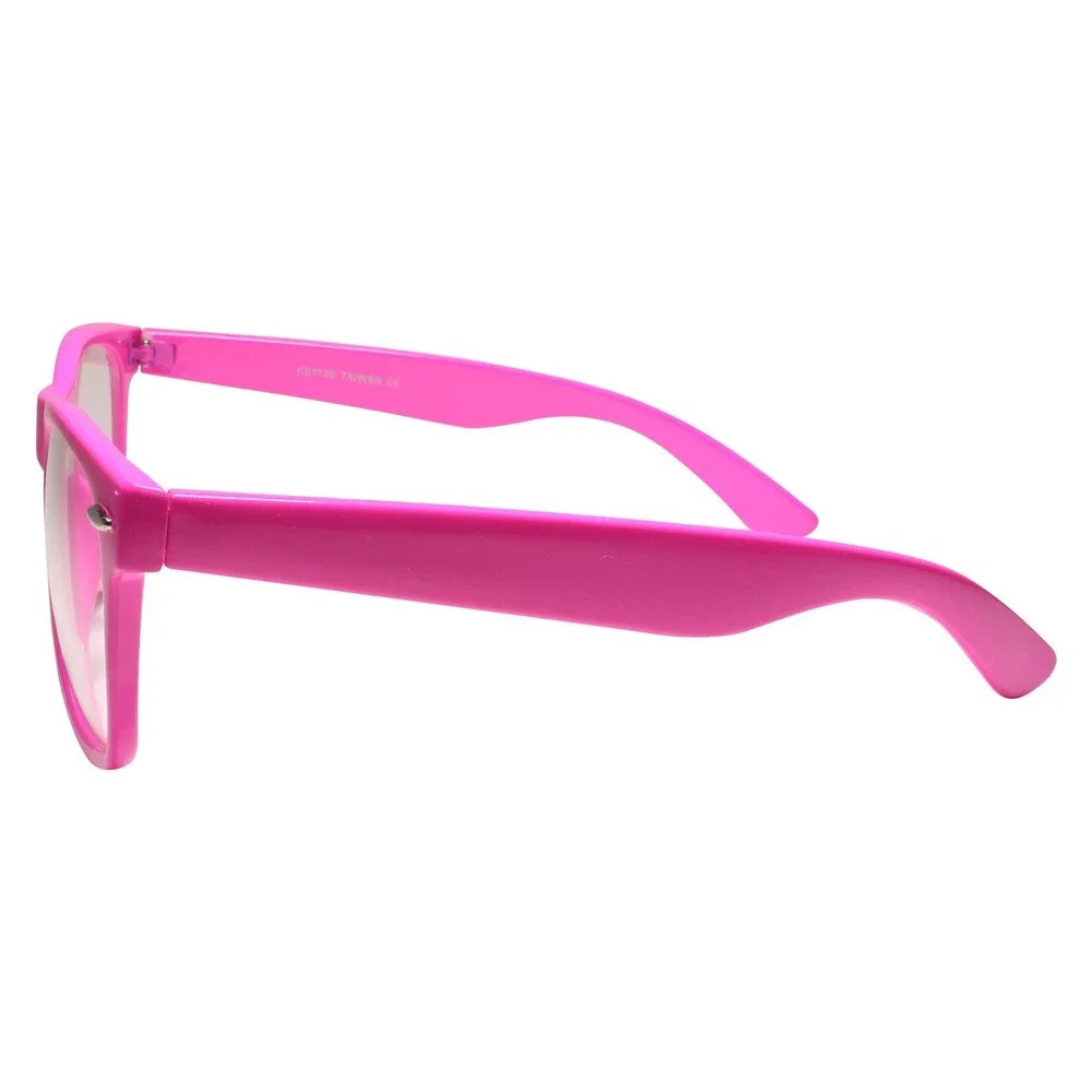 Classy 80s 90s Dapper Clubbing Horn Rimmed Pink Frame Clear Lens Glasses